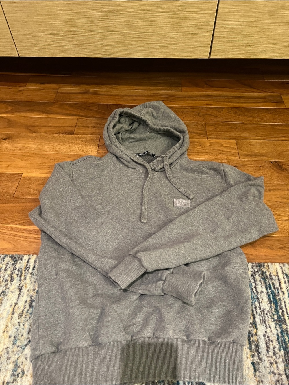 Dolce Gabbana Men's Gray Long-Sleeve Hooded Sweatshirt
